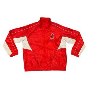 Vintage 90s Anaheim Angels Windbreaker Jacket Red White MLB XL